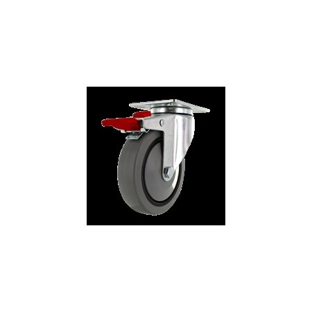 Casterhq 5"x1.25", TPR A70 CROWN TREAD WHEEL, TOTAL LOCKING SWIVEL CASTER ,  Z26P254NEKIL